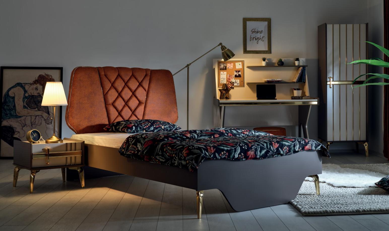 Luxurious modern bedroom furniture set bed bedside table desk new