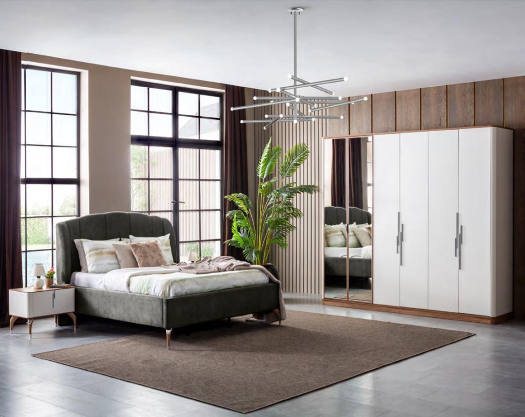 Bedroom set luxury complete bed 2x bedside table wardrobe