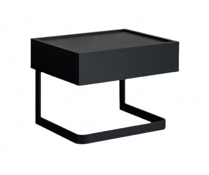 Bedroom bedside table Black stylish made of wood and stainless steel New