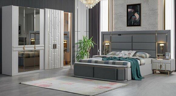 Complete bedroom furniture set bed 2x bedside table wardrobe new