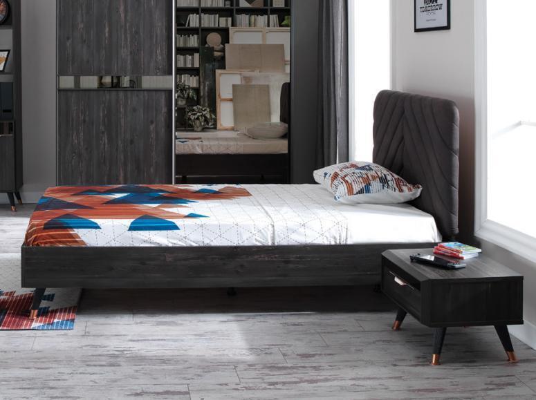 Luxury black bedroom set complete room furniture bed bedside table