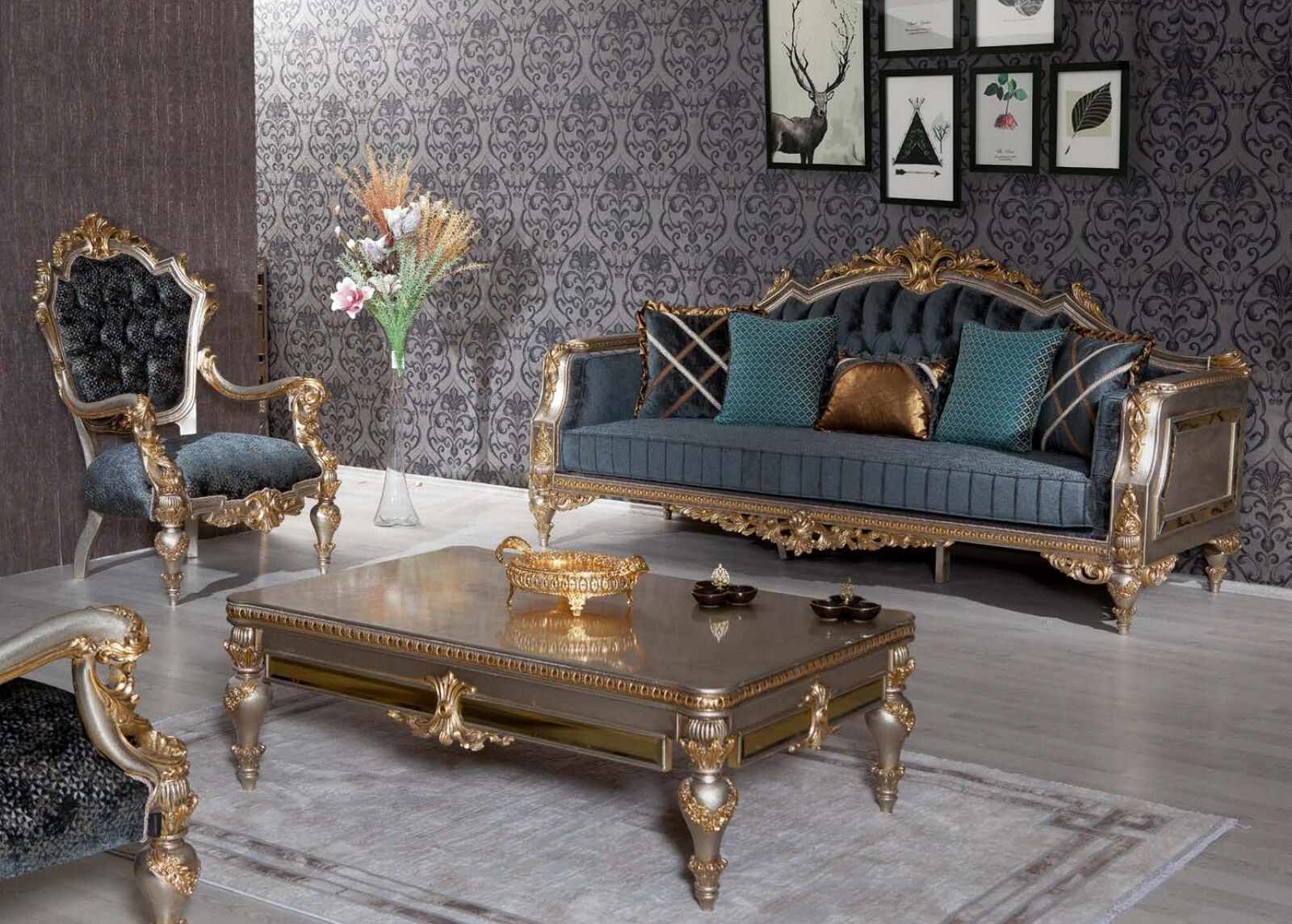 Sofa set 3+1 seat couch seat upholstered coffee table 3 pieces. Set of furniture