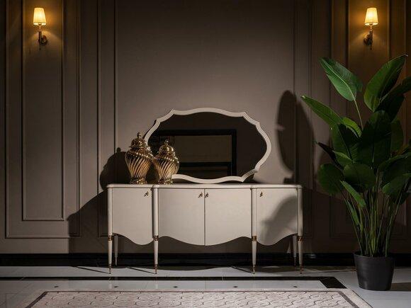 Group sideboard with mirror sideboard cabinet wooden beige chest of drawers set