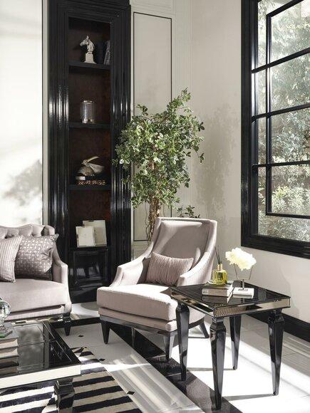 Set of armchairs side table living room wing chairs gray modern 2 pieces