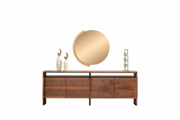 Sideboard sideboard chest of drawers cabinet brown wood mirror 2 pcs