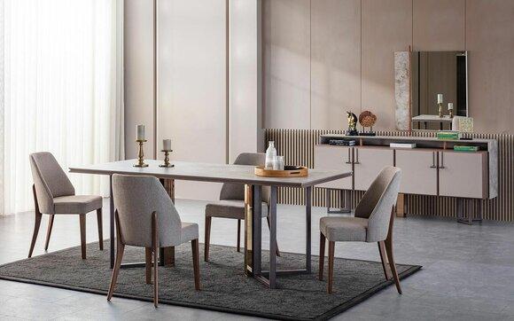 Dining group dinette dining table chairs wood gray dining room 9-piece sideboard