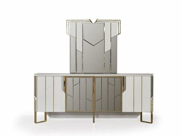 Luxury sideboard with mirror sideboard chest of drawers cabinet wood white design