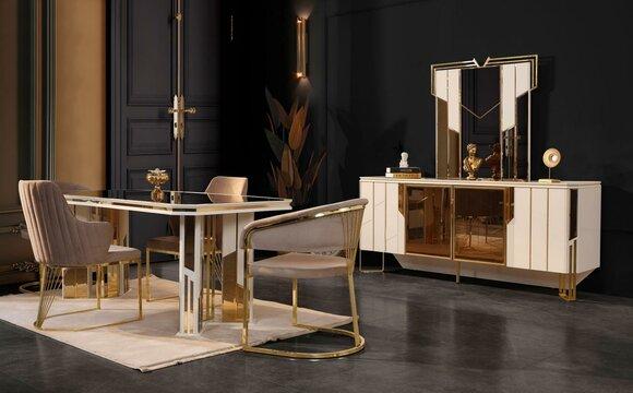 Complete dining group dinette dining room dining table chairs white set 9 pieces