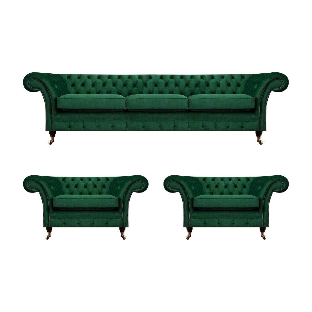 Green furniture living room upholstered furniture Chesterfield set 3 pieces 3+1+1 furnishings