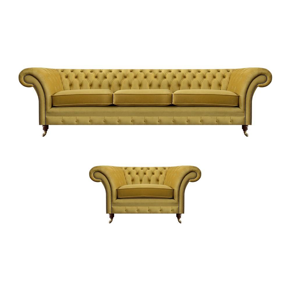 Living room set sofa couch three seats 3+1 armchair sofa set Chesterfield
