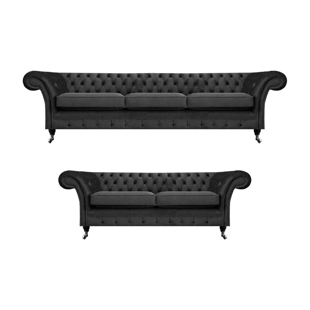 Chesterfield upholstered furniture living room sofas set 2 pieces furnishings complete 3+2