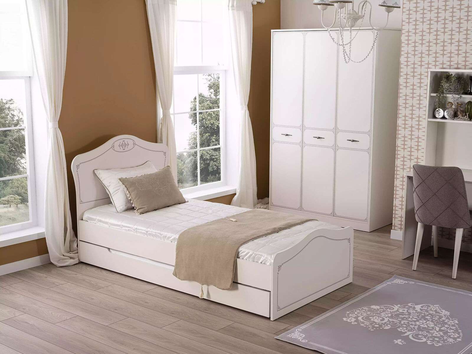 Bed Extendable functional bed Children\'s bed Bed frame white wood Beds