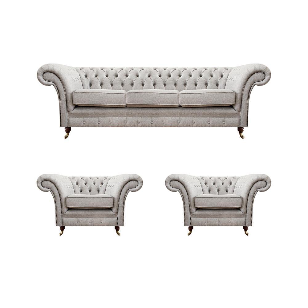 Luxury furniture new sofa set living room set 3-piece gray Chesterfield