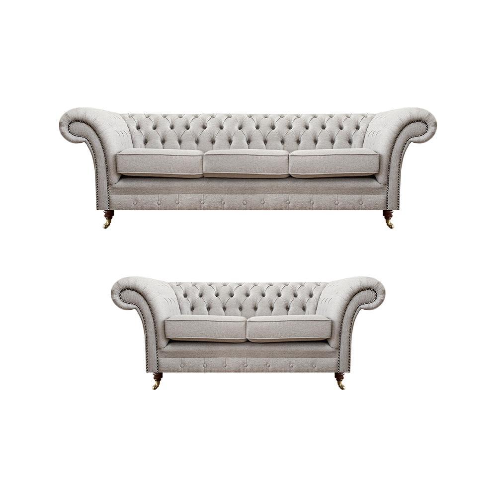 Luxury set of 2 three-seater with two-seater sofas Chesterfield upholstered furniture seat
