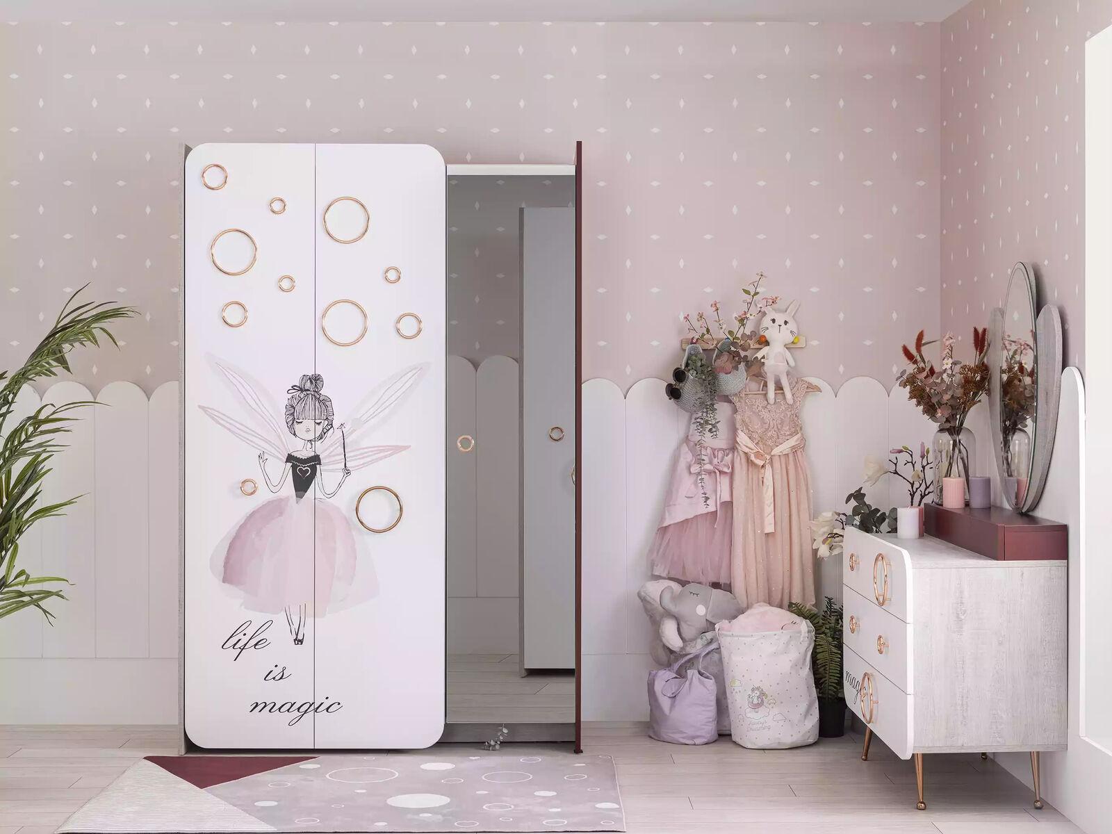White children\'s room wardrobe girls wardrobe luxury wooden wardrobes