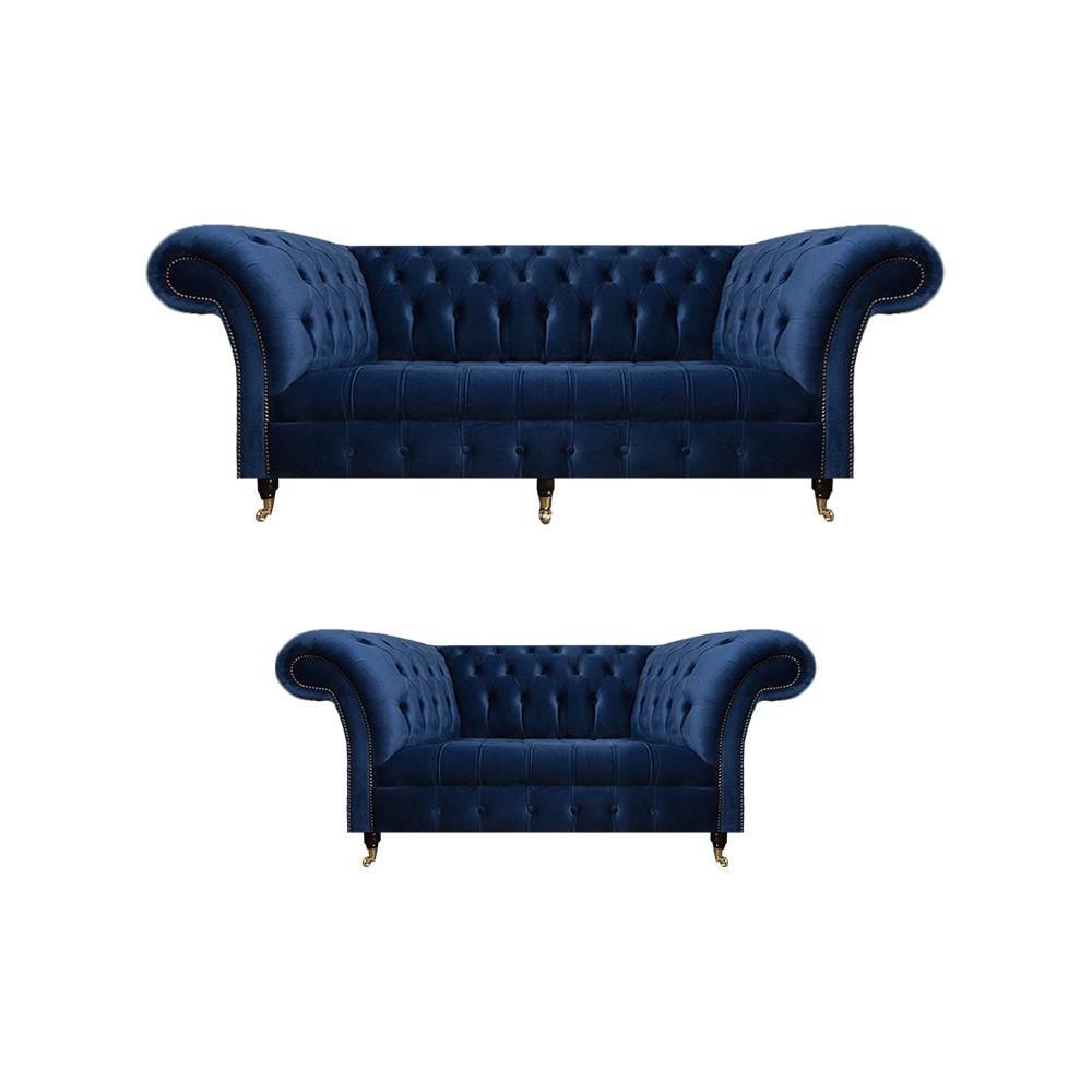 Chesterfield set three-seater sofa couch furniture armchair living room new