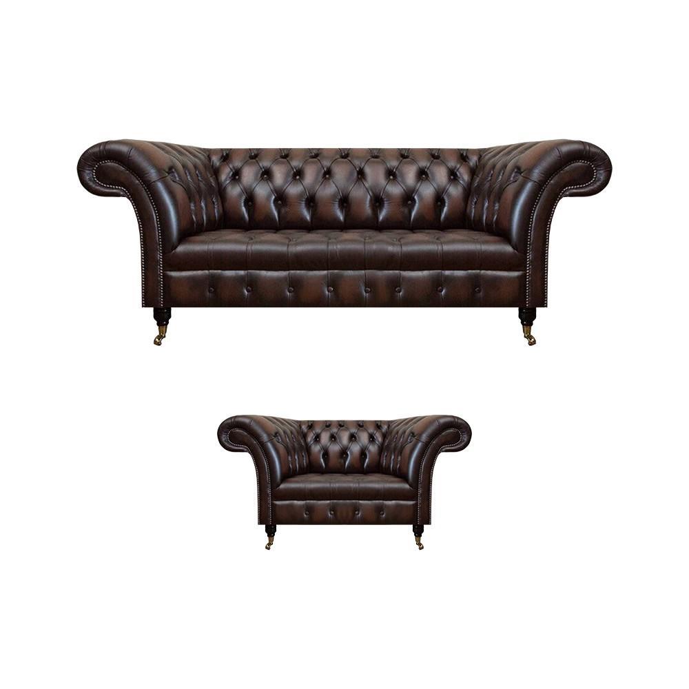 Living room set 2-piece three-seater sofa couch Chesterfield armchair new upholstered furniture