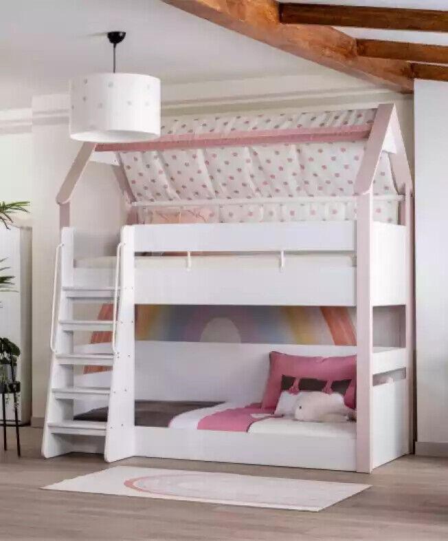 Bunk bed children\'s room children\'s bed bed bed frame wood pink bunk bed