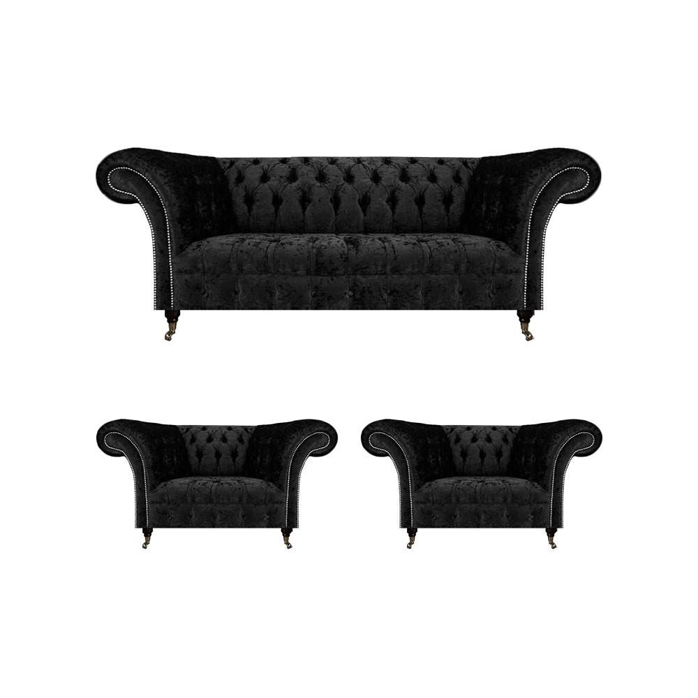 Living room sofa set Chesterfield furniture luxury complete 2x armchairs