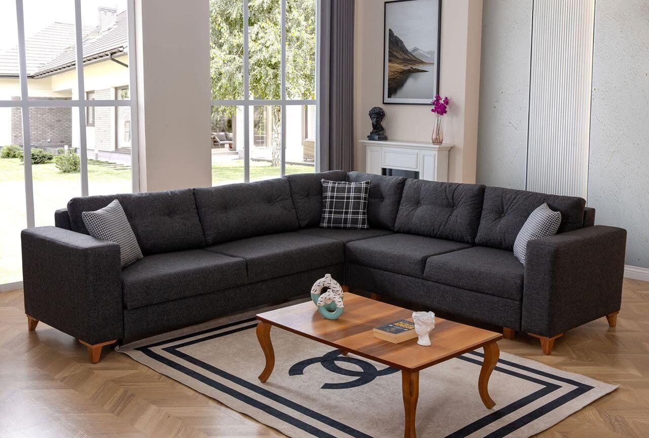 Gray Living Room L Shape Sofa Designer Fabric Sofa Luxury Modern Couch