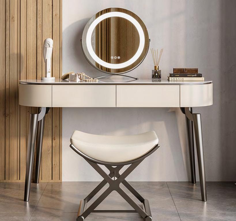 Beige cosmetic table designer bedroom furniture elegant dressing table