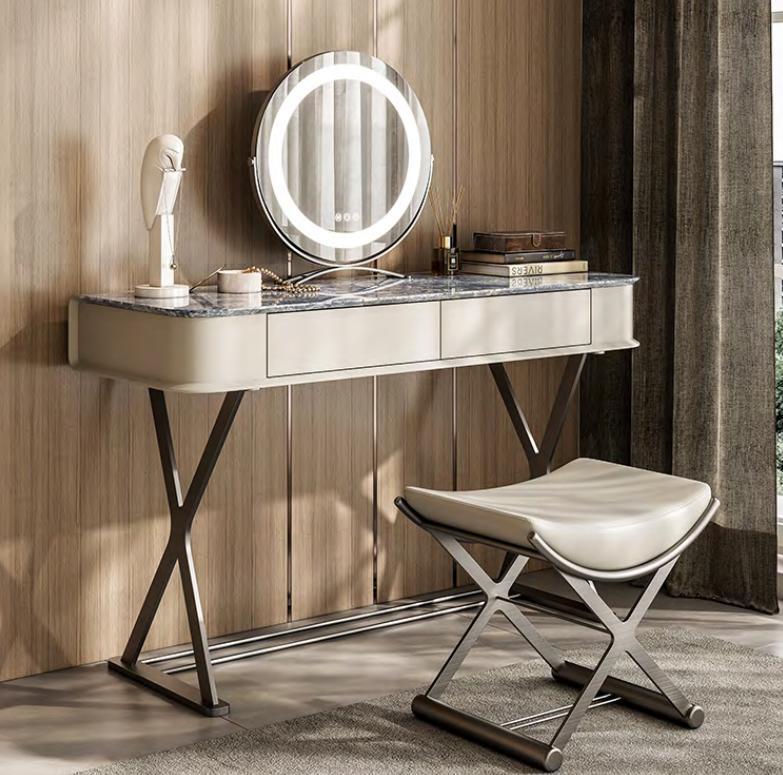 Beige Dressing Table Design Bedroom Furniture Luxury Wooden Dressing Tables