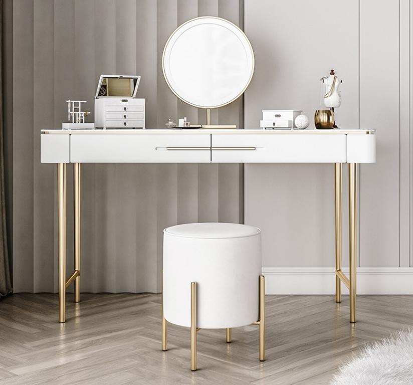 White dressing table designer cosmetic table 2x drawers dressing table