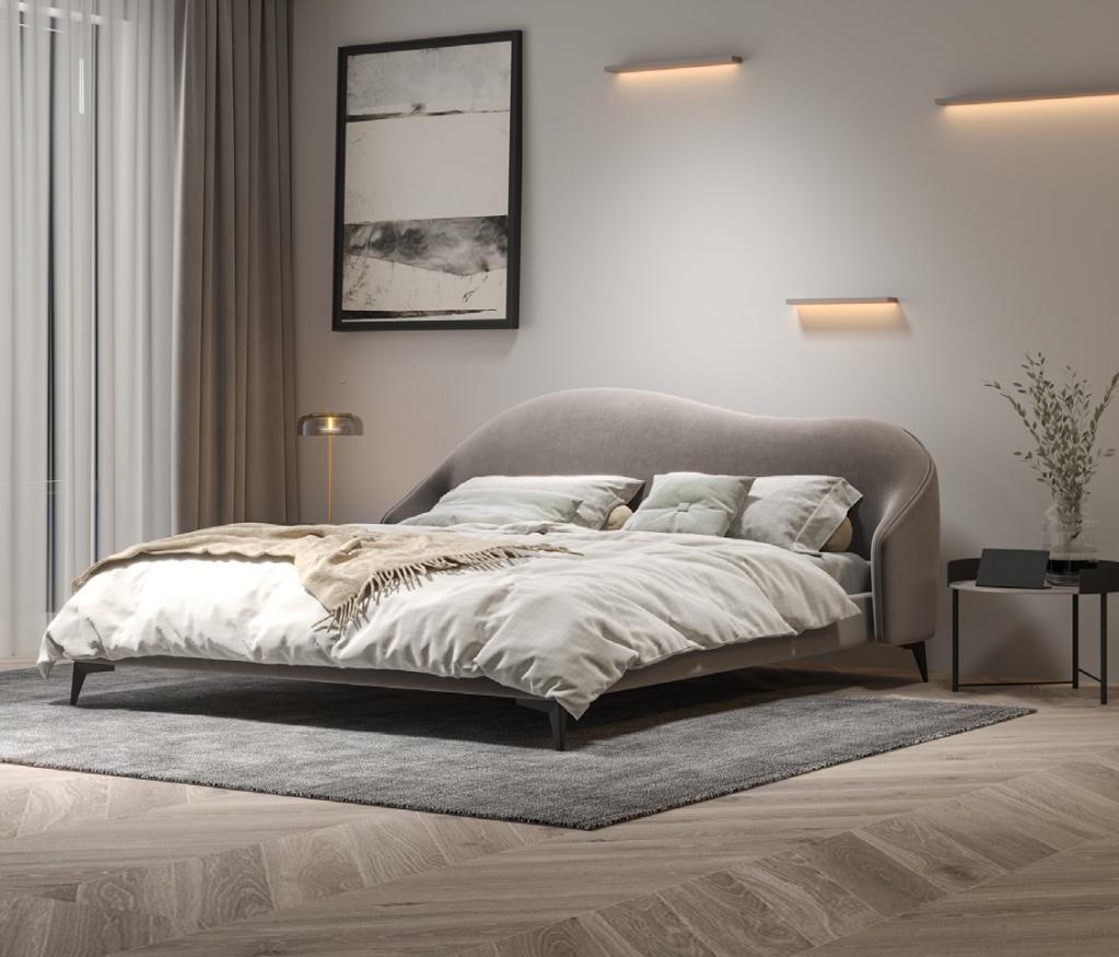 Gray Textile Bed Bedroom Beds Luxury Double Beds Stylish Furniture