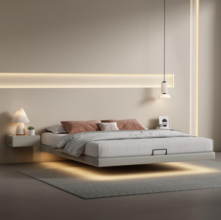 Gray bedroom wall bed designer beds luxury wooden double beds