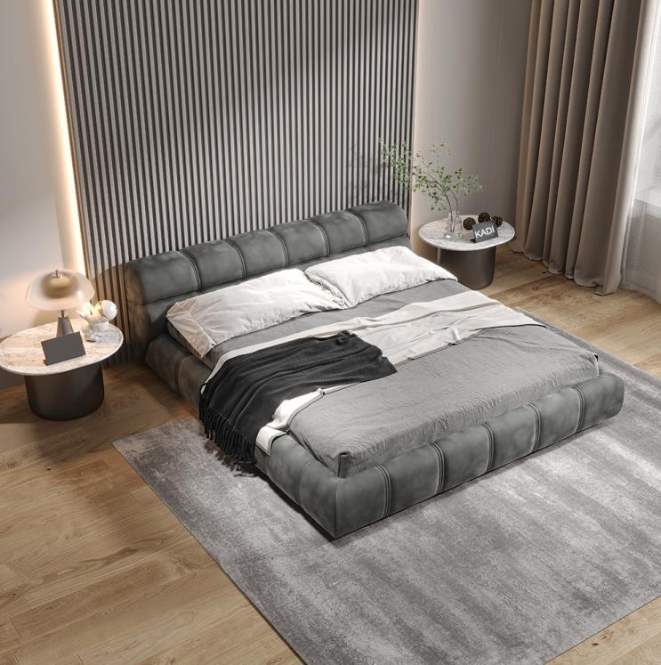 Low Gray Bedroom Bed Designer Double Bed Modern Style