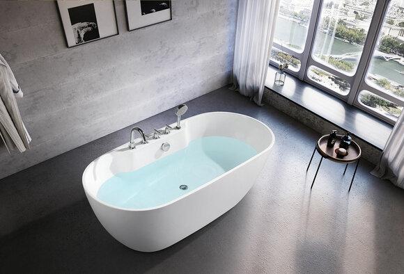 Free-standing bath tub Oval bathroom acrylic bath tub Freestanding white