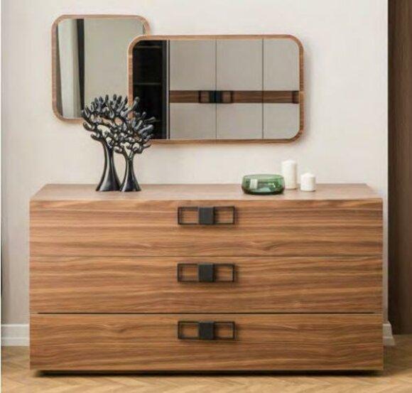 Modern Brown Bedroom Dresser Elegant Drawer Compartments Wooden Furniture