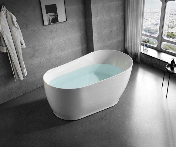 White Half Round Acrylic Bathroom Luxury Bathtub Oval Pedestal Tub