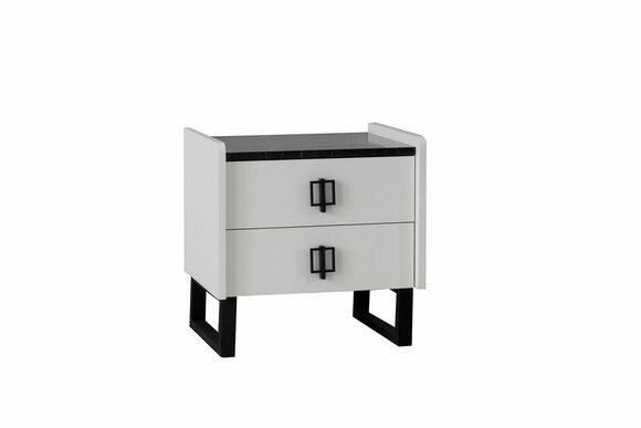 Stylish white bedside table Designer wooden chest of drawers Luxury bedside console
