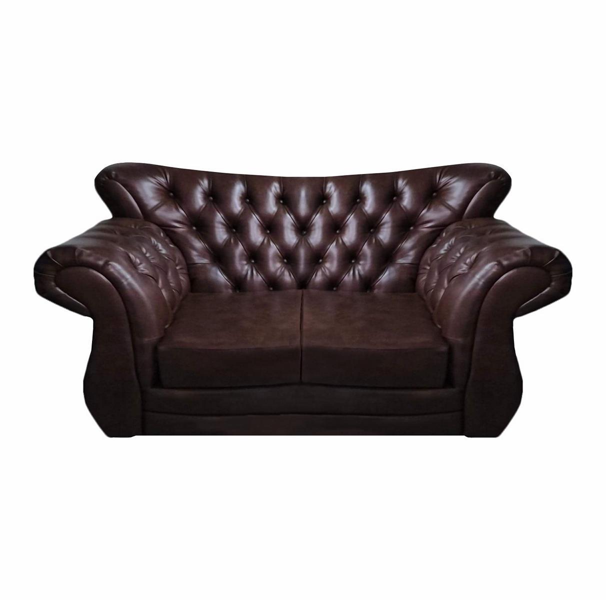 Chesterfield Luxury Sofa Couch Two Seater Brown Leather Sofas Living Room