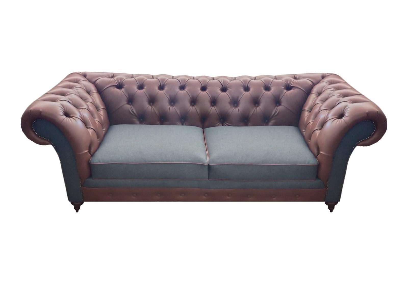 New Luxury Sofa Couch Two Seater Brown Leather Living Room Chesterfield