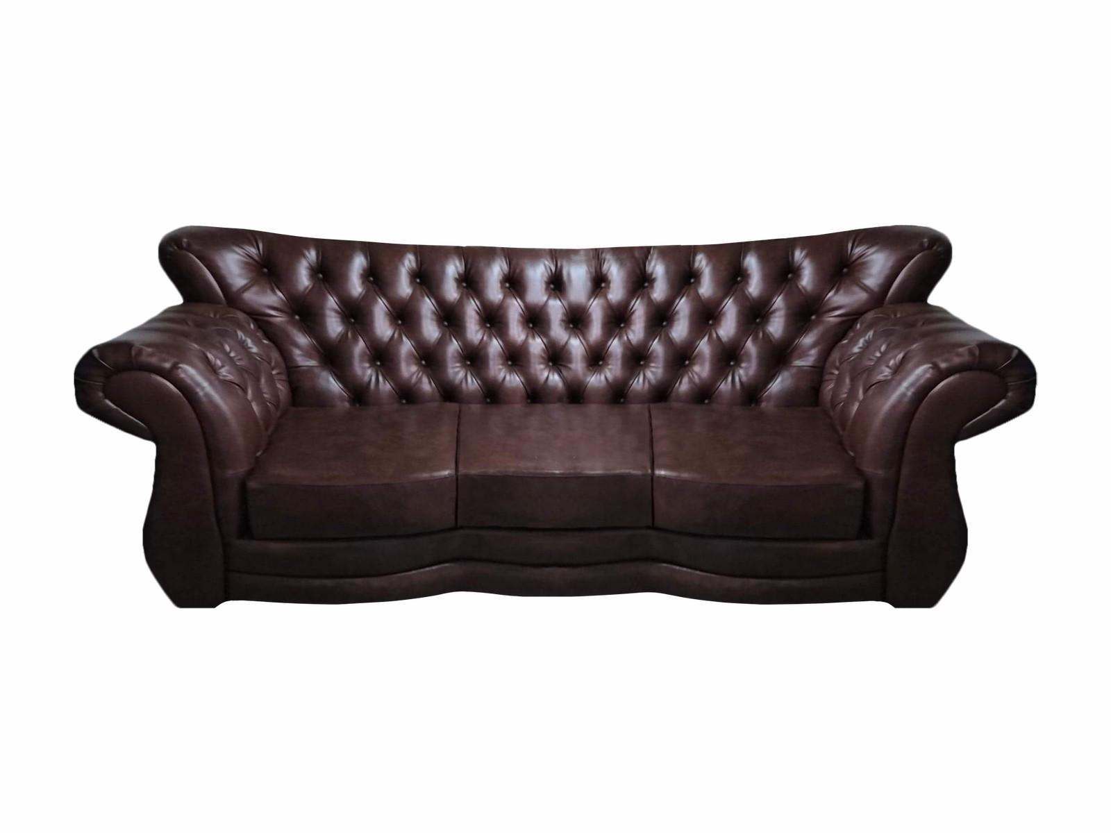 Chesterfield leather sofa couch three-seater living room luxury furnishings