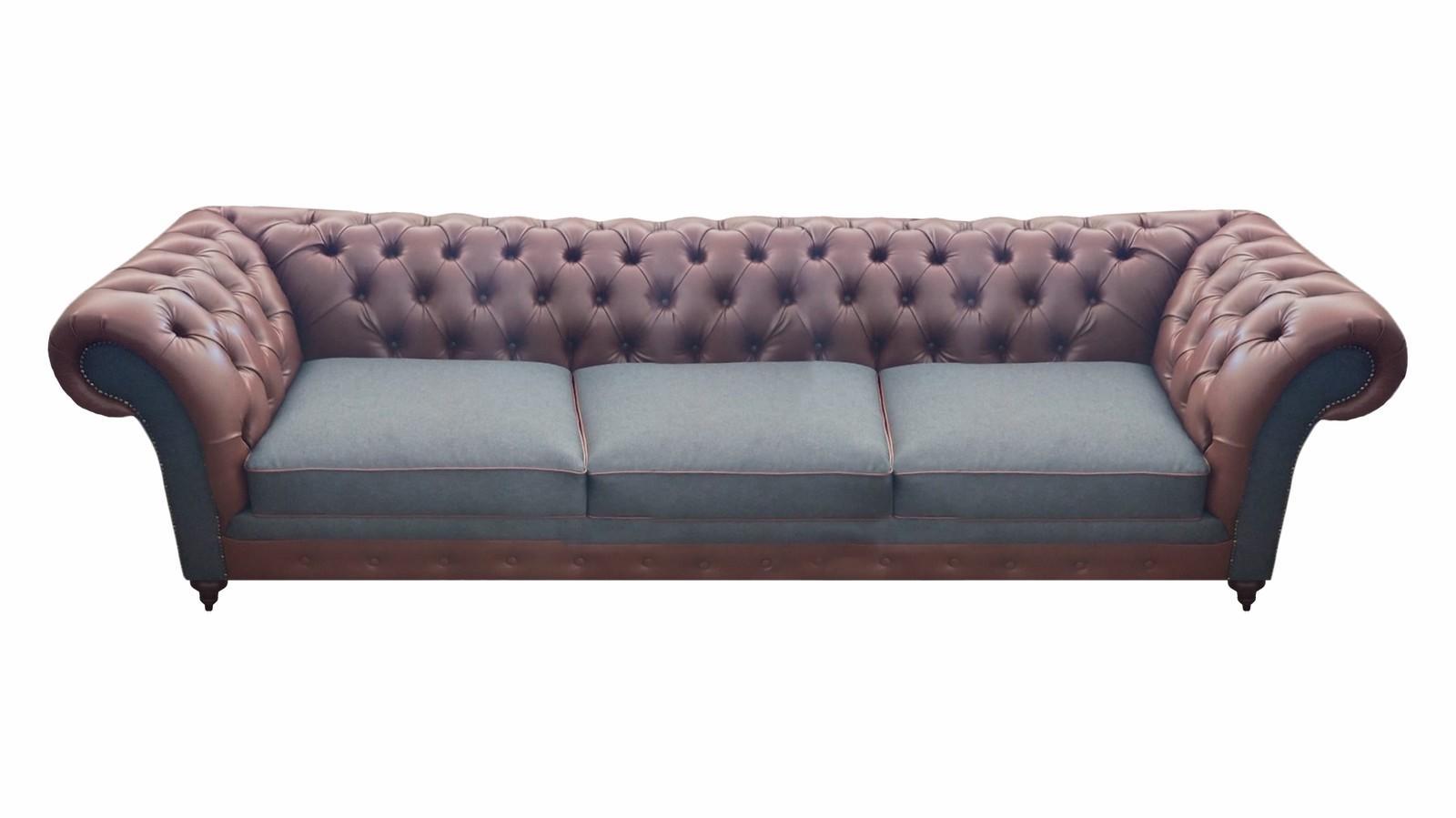 Seating furniture living room Chesterfield leather sofa couch three-seater furnishings new