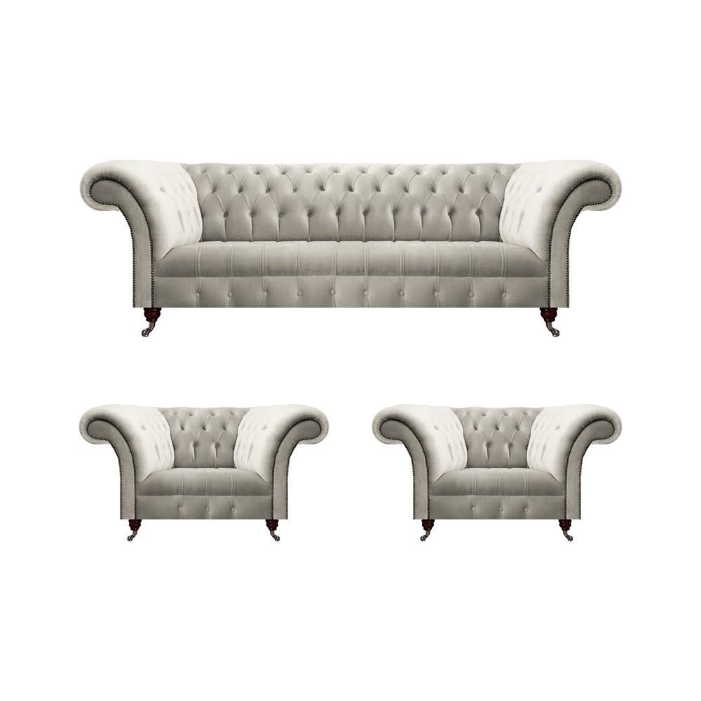 Design Complete Chesterfield 2x Armchairs Living Room Sofa Three-Seater Couch New