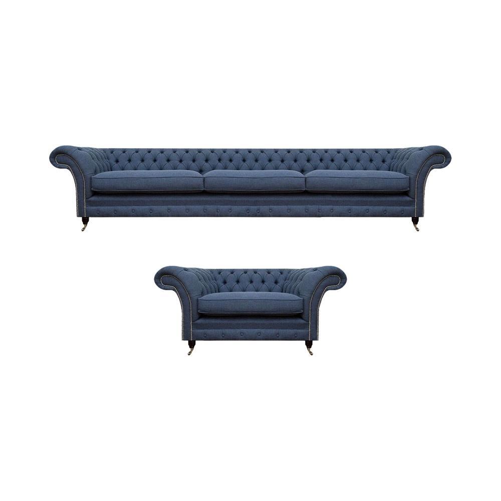 Modern design furniture living room set 2-piece three-seater sofa with Chesterfield armchair