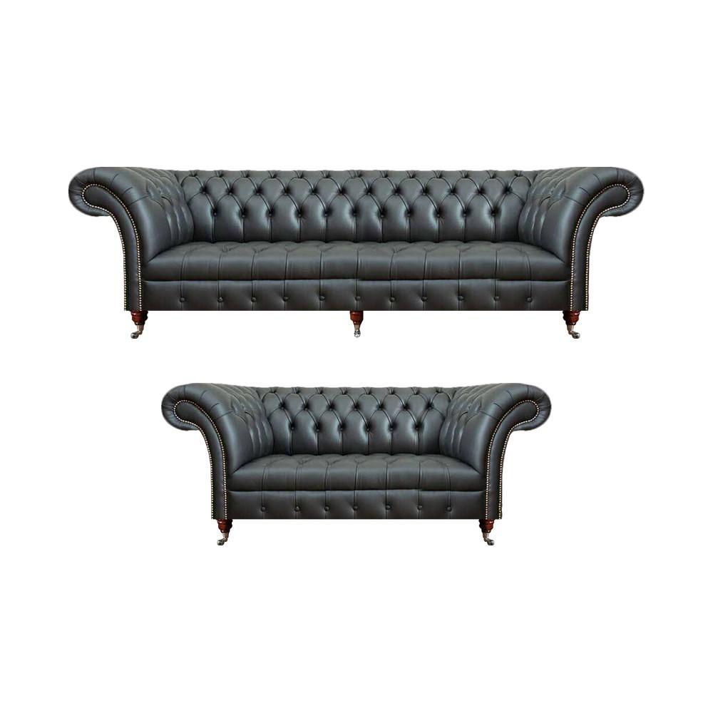 Completely leather 2x sofas Chesterfield upholstered furniture leather set new furnishings