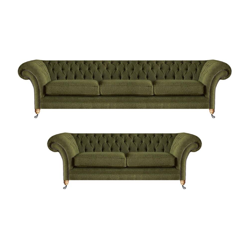 Luxury sofa three-seater and two-seater couch modern design 2x sofas Chesterfield