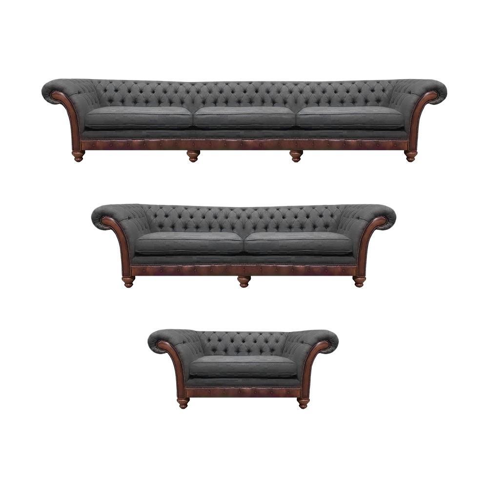 Living room set 3 pieces Gau sofa set seating textile Chesterfield upholstered furniture