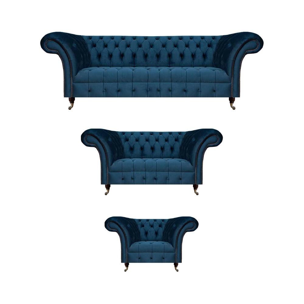 Sofa set seating furniture living room Chesterfield upholstered seat 3-piece luxury complete
