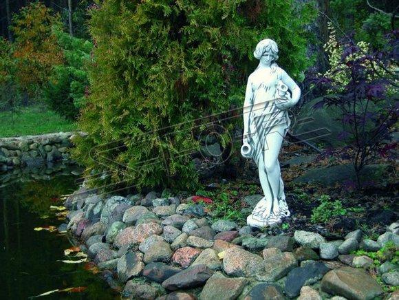 Decorative garden pond fountain of a woman with vases made of weather-resistant cement 62cm height 406