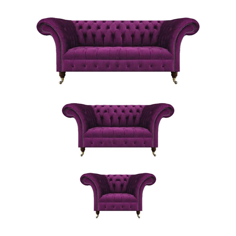 Seating furniture upholstered sofas living room set 3-piece purple sofa set Chesterfield