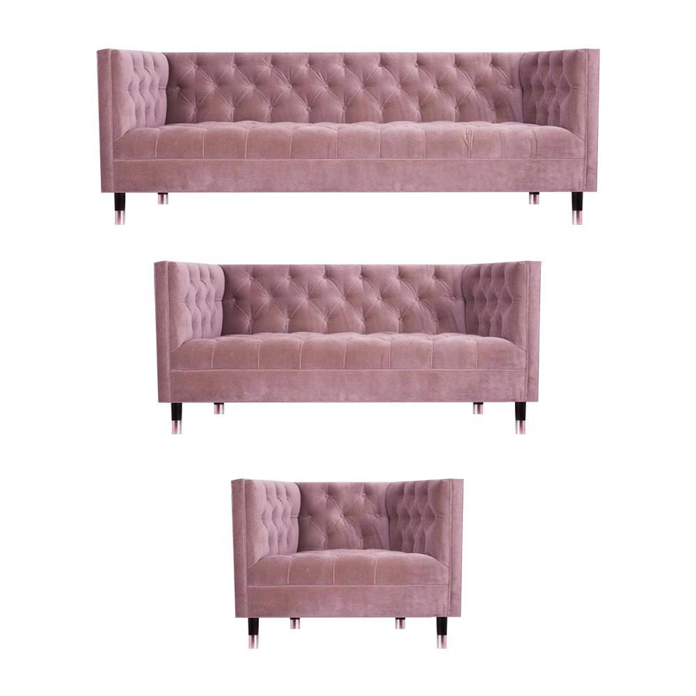 Living Room Sofa Set Pink Design Furniture Chesterfield Armchair New Sofa Set