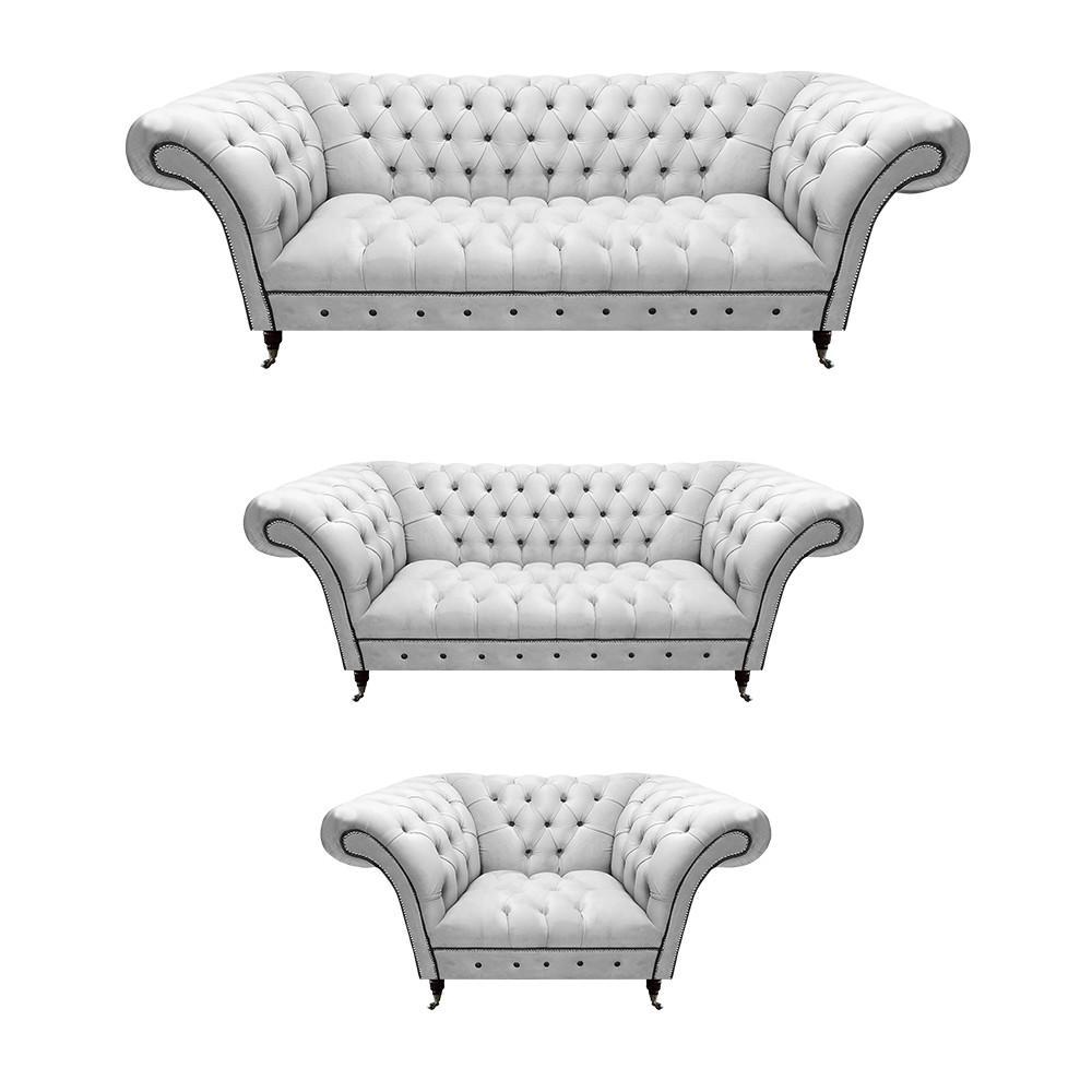 White sofa set 3-piece Chesterfield modern design living room upholstered sofa