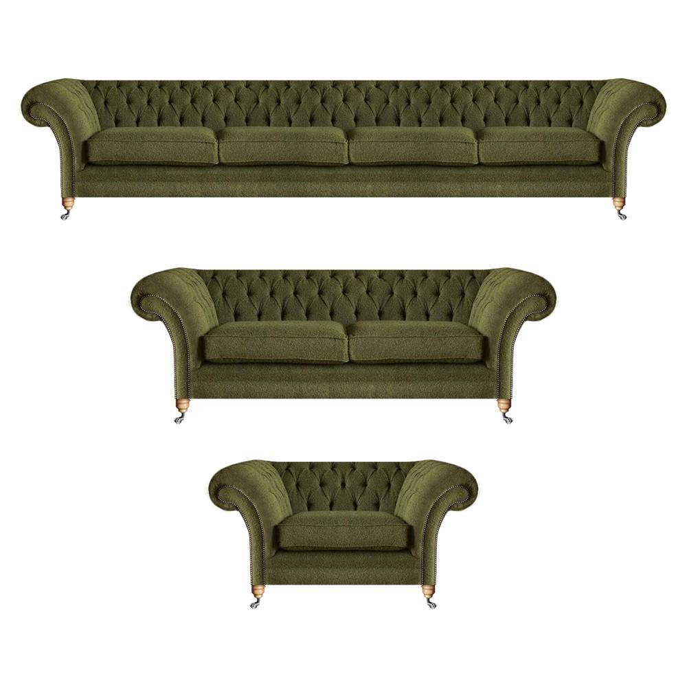 Modern green complete upholstered furniture set 3-piece sofa set design Chesterfield