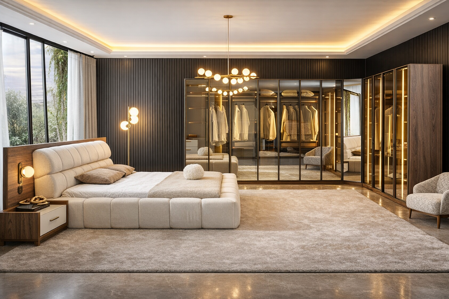 Luxury Glass Wardrobe Walk-in Closet Dressing Room